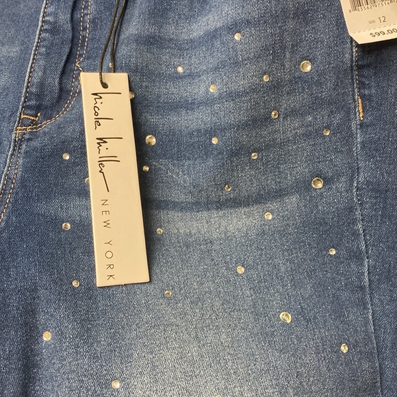 Nicole Miller Sparkling Crystal Stretch High Rise Boot Cut Jeans New With Tags - Picture 16 of 16